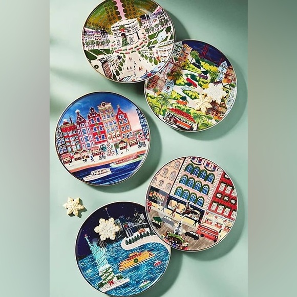 Anthropologie Holiday In Paris Dessert Plate - Picture 4 of 4